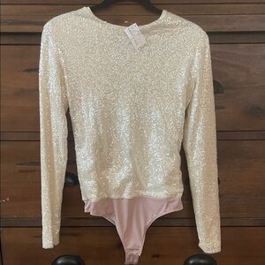 Amanda Uprichard White Sequin Top